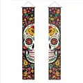 Striscione per porta Giorno dei Morti con teschio colorato e arte popolare messicana - Stile Giorno dei Morti 3 / 30x180cm (2 Pezzi/Confezione)