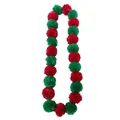 Close-up of a red and green marigold flower garland for wedding and festival decor - Red & Green Mixed Marigold Garland (CC-LH3) / 24 Flowers/113cm / Red+Green