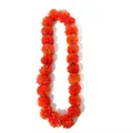 Detailed view of orange marigold flower garland for Day of the Dead and Indian weddings - Orange Marigold Garland (CC-LH3) / 24 Flowers/113cm / Orange