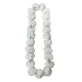 White plastic marigold floral garland for wedding or Day of the Dead decor. - White Marigold Garland (CC-LH3) / 24 Flowers/113cm / White