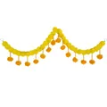 Artificial yellow and orange marigold flower garland for Indian wedding decorations - No. 51 Short Bead Curtain / Yellow + Mid-Yellow