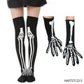Halloween Skelett-Set mit Overknee-Socken und langen Armhandschuhen Kostümzubehör. - Einheitsgröße / Totenkopf Knochen Lange Handschuhe und Overknees (HA0727C22-3)