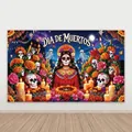 Vibrant Dia de los Muertos backdrop for festive Mexican Day of the Dead celebrations - Masked Catrina (Style 5)