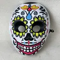 Day of the Dead sugar skull mask with vibrant floral digital print for cosplay - One Size / Butterfly Style (XC0240521002)