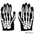 Schwarze Halloween-Vollfingerhandschuhe mit realistischem weißem Skelett-Knochen-Aufdruck - Einheitsgröße / Totenkopf Handknochen Druck Handschuhe (HA0811M22-6)