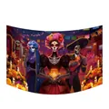 Mexicaanse Dag van de Doden banner voor feestelijke decoratie voor binnen- en buitengebruik - Ontwerp 5 / 180x110cm Schone Rand met Oogjes