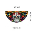 Day of the Dead pleated fan flag with sugar skull and marigold pattern for party decor - Watercolor Skull Style (WLS4-1) / 90x45cm