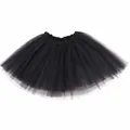 Eleganter schwarzer Lagen-Tüllrock mit elastischem Bund für tolle Halloween-Kostüme - Einheitsgröße / Dreilagiger Schwarzer Netz-Tutu-Rock (HE4023BK)