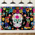 Dia de los Muertos Mexican party backdrop with sugar skull and skeleton designs - Style 18 / 150*100cm