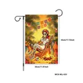 Colorful Day of the Dead garden flag featuring skeleton design and metal stand 30x45cm - Skull Relaxing on Beach (WCX-WLJ-033)