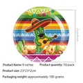 Piatto di carta usa e getta da 9 pollici festa messicana con cactus set da 10 - Piatti da 9 pollici / 10 Pezzi (23cm)