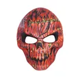 Gruselige Totenkopfmaske mit digitalem rotem Feuerdruck für die Tag der Toten Party - Flammen-Riss-Totenkopfmaske / Stil 2