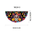 Decorative Day of the Dead fan flag featuring watercolor sugar skull and marigolds - Watercolor Skull Style (WLS4-3) / 90x45cm