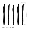 Set of 10 disposable black plastic knives for party decorations, 16cm height. - Black Knives