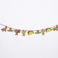 Détail de la guirlande de fête mexicaine colorée avec piñata et cactus cartoon - Bannière Cactus / 10 Pièces