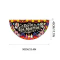 Vibrant Day of the Dead decorative fan flag with skull and marigold patterns for garden - Watercolor Skull Style (WLS4-4) / 90x45cm