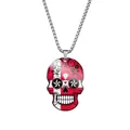 Stainless steel skull pendant necklace featuring Day of the Dead flag pattern design - Steel / Denmark Viking Ship