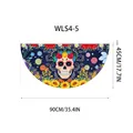 Day of the Dead fan-shaped flag with watercolor sugar skull and marigolds floral design - Watercolor Skull Style (WLS4-5) / 90x45cm