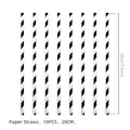 Black and white striped paper straws for Day of the Dead party, 20cm length, 10pcs set - Black Straw