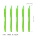 Pack of 10 disposable lime green plastic knives for festive party tableware sets - Dinner Knife
