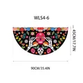 Vibrant Mexican Day of the Dead fan-shaped flag with marigold skull for party decor - Watercolor Skull Style (WLS4-6) / 90x45cm