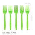 Bright green disposable plastic forks set of 10 for party tableware and event catering - Dinner Fork