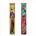 Traditional Mexican Day of the Dead porch banners featuring a colorful skeleton couple - Day of the Dead Style 17 / 30x180cm (2 Pieces/Pack)