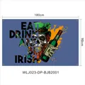 Banner San Patrizio 180x110cm con design leprechaun scheletro e bottiglia di whiskey - Motivo Teschio di Whisky Irlandese (WLJ023-DP-BJB2001) / 180x110cm