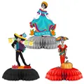 Centrotavola per festa Giorno dei Morti con scheletri Catrina e Mariachi a nido d'ape - Ornamento a Nido d'Ape Giorno dei Morti Stile A / Set di 3