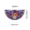 Mexican Day of the Dead marigold skull pleated fan flag 35x18 inch for yard decoration. - Watercolor Skull Style (WLS4-9) / 90x45cm