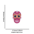 Pink floral sugar skull enamel pin brooch for Day of the Dead gift with size info - Pink Floral Skull (Style 5)