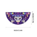 Day of the Dead semi-circle fan flag with Mexican sugar skull and marigold pattern - Watercolor Skull Style (WLS4-10) / 90x45cm