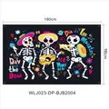 Banner del Giorno dei Morti con scheletri musicisti, sfondo festa da 180x110cm - Motivo Musicisti Teschio Cartoon Neri (WLJ023-DP-BJB2004) / 180x110cm