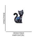 Mexican Day of the Dead cat sugar skull enamel pin brooch with pink heart and blue tail - Black Cat Skeleton (Style 7)