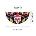 Day of the Dead fan-shaped garden flag with colorful watercolor skull and marigold pattern - Watercolor Skull Style (WLS4-11) / 90x45cm