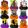 Set van 9 Halloween honingraat tafeldecoraties met skeletten en pompoenen party props - Halloween Schedel Honingraat Decoratie / Set van 9 Stuks