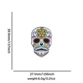 Mexican Day of the Dead sugar skull enamel pin with size and weight details - White Painted Skull (Style 9)