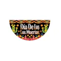 Día de los Muertos fan flag with watercolor marigolds for garden party decor - Watercolor Skull Style (WLS4-13) / 90x45cm