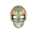 Masque de crâne mexicain Jour des Morts avec motifs imprimés numériques pour cosplay de fête - Fluorescent Green Flame Skull Mask / Style 14