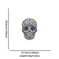 Mexican style floral sugar skull enamel pin brooch with 39.6mm height and 5.8g weight - Floral Pattern Skull (Style 10)