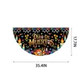 Dia De Los Muertos fan flag with colorful marigolds and skulls for garden party decor - Watercolor Skull Style (WLS4-14) / 90x45cm