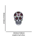 Mexican Day of the Dead sugar skull enamel pin with floral details and weight data - Red Flower Heart Skull (Style 11)