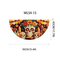Watercolor marigold skull Day of the Dead fan flag for party decor, size 35.4x17.7 inches - Watercolor Skull Style (WLS4-15) / 90x45cm