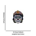 Colorful Mexican sugar skull enamel brooch for Day of the Dead, 1.57 inch height - Exotic Style Skull (Style 13)