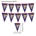 Mexican Day of the Dead sugar skull pennant banner, 10-piece set with dimensions - Pennant Banner Style 01