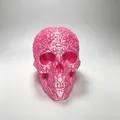 Ornamento teschio floreale rosa stampato in 3D con intagli Giorno dei Morti. - Rosa Seta