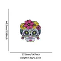 Colorful sugar skull enamel pin for Day of the Dead with floral motifs and dimensions - Colorful Geometric Skull (Style 14)