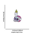 Sugar skull enamel pin with candle for Day of the Dead, zinc alloy decorative brooch - Candle Decor Skull (Style 15)