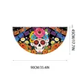 Mexican Day of the Dead fan-shaped flag with marigold skull design 90x45cm size - Watercolor Skull Style (WLS4-18) / 90x45cm