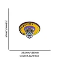 Mexican Day of the Dead sugar skull enamel pin with yellow sombrero and purple trim - Sombrero Skull (Style 16)
